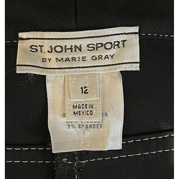 St John Sport Black White Stitches Stretch Jeans Pants - Picture 9 of 10